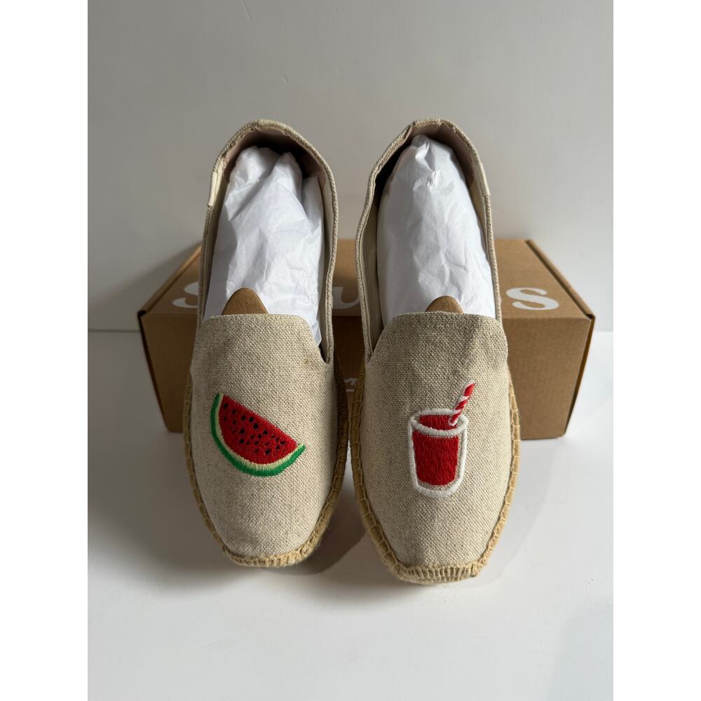 Soludos Platform Espadrilles Summer Watermelon Cocktail Beige Sz 9 NEW